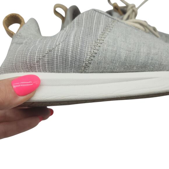 Toms Cabrillo Shoes Womens 8.5 Heather Gray White Tan Sneakers Comfy Fabric - Picture 9 of 13